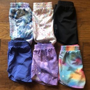 6 pair girls workout shorts